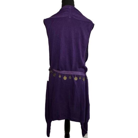 Jennifer Lopez Purple Sleeveless Cardigan with Belt, Medium, NWT - Picture 2 of 6